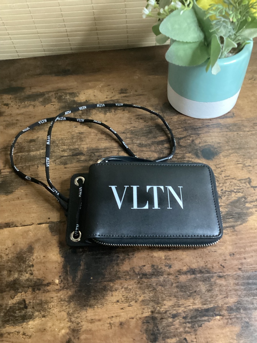 Valentino VLTN Leather Neck Wallet Pouch